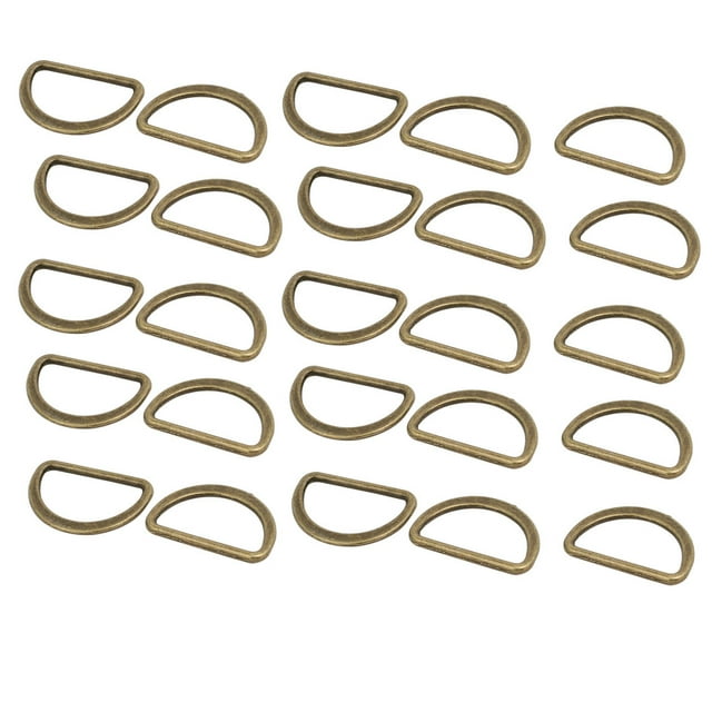 Unique Bargains 25mm Inner Width Zinc Alloy Flat Typed D Welded Ring Bronze Tone 25pcs