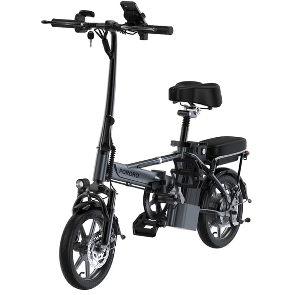 Folding Electric Bike, 14" E-Bikes for Adults, 500W Electric Commuter Bicycle 48V 10.4 Ah Removable Battery, Max Speed 20Mph, Black