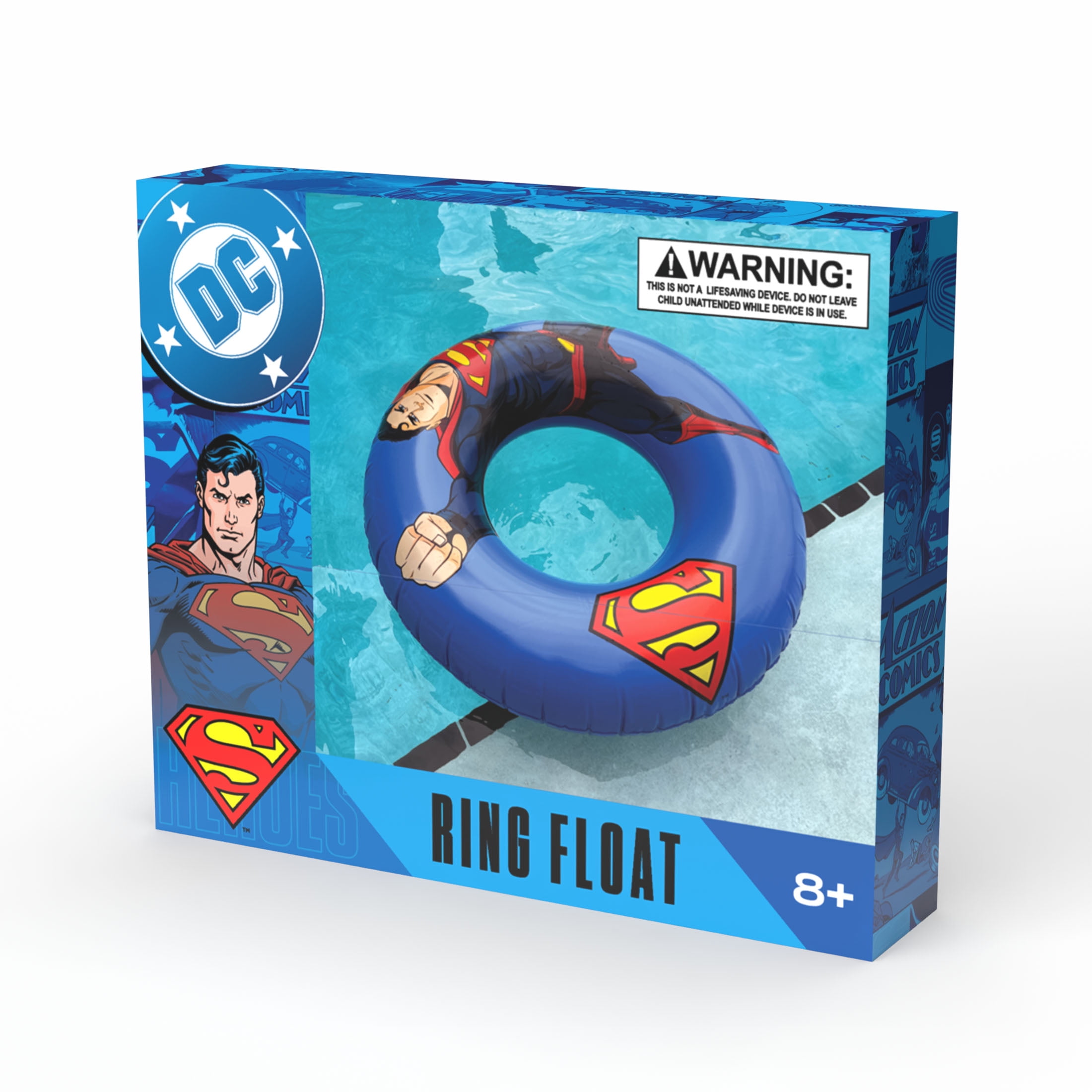 (2 pack) Superman 40" Inflatable Pool Ring Float for Pool, Beach, Lake Water Play, Ages 8+
