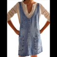 thumbnail image 2 of Minivestido Vaquero para Mujer, con Tirantes Ajustables, Falda Alta, Informal, Tipo Enterito Vaquero. Azul L, 2 of 7