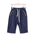 thumbnail image 5 of ABATAB Summer Capri Pants for Women Cotton Linen Loose Cropped Trousers Button down Roll up Hem Casual Lounge Capris Pants, 5 of 5