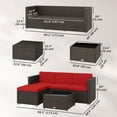 thumbnail image 2 of 3 Piece Outdoor Patio Furniture Set, Red PE Rattan Wicker Conversation Sofa with Ottoman and Glass Top Coffee Table, 68" L Corner Set for Garden, Backyard, and Poolside, 2 of 7