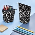 thumbnail image 4 of Kdxio Telescopic Pencil Bag Pen Holder Stationery Case,Stand-up Retractable Transformer Bag Organizer for Christmas Holiday(Black White Leaves), 4 of 6