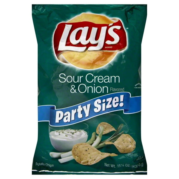 Lay's Party Size Sour Cream & Onion Potato Chips, 15.25 Oz. - Walmart ...