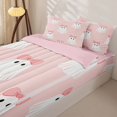 thumbnail image 3 of Homewish Cartoon Bow Ghost Zipper Twin Comforter Sets with Fitted Sheet and 2 Pillowcases for Girls, Halloween Skull Ribbon Zipper Bedding Set, Pink Reversible, 4-Piece, 3 of 6