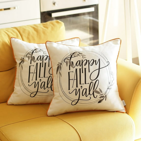 Fall Thanksgiving Decorative Throw Pillow Quote Square Set of 2