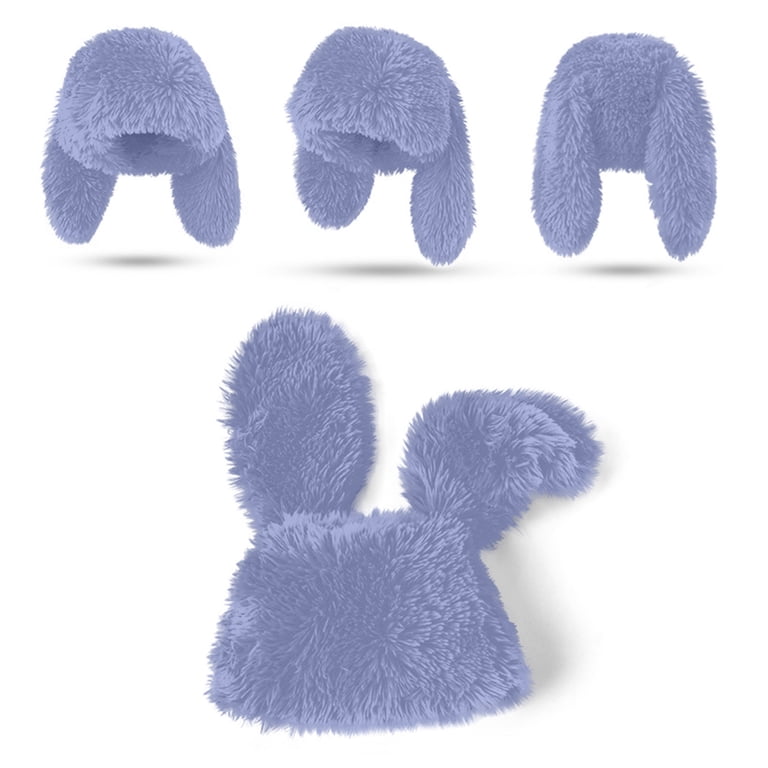 Knit Bunny Ears Beanie Hat - Fluffy Winter Cap Warm Crochet Skull Cap Knit Beanie Hats for Women Bunny Winter Cap Faux Fur Warm  main image 3