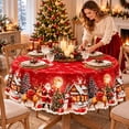thumbnail image 3 of Christmas Tablecloth Round 60 Inch, Holiday Dining Table Cover, Festive Christmas Table Decor for Kitchen Home Party, 3 of 5