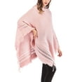 thumbnail image 5 of Womens One Piece Hoodie Poncho Knitted Poncho Tassels Cape Shawl with Fringed Hem, Crochet Poncho Shawl Wrap Scarf Knitting Patterns, 5 of 6