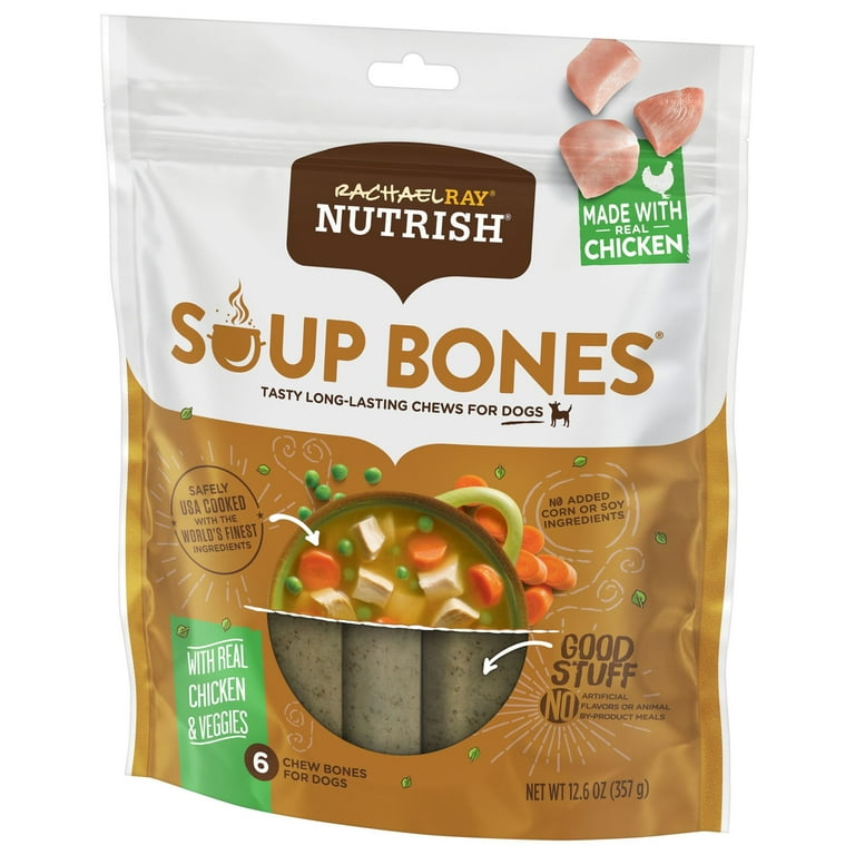 Rachael Ray Nutrish Soup Bones Dog Chews Real Chicken Veggies Treats 6 Count Walmart