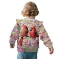 thumbnail image 3 of Xoenoiee Cardinal Cherry Blossom Print Toddler Girls Ruffle Sweatshirt Cotton Sweater Long Sleeve Shirt Little Kids Pullover Tops for Fall Winter Spring, Size 5-6 Years, 3 of 7