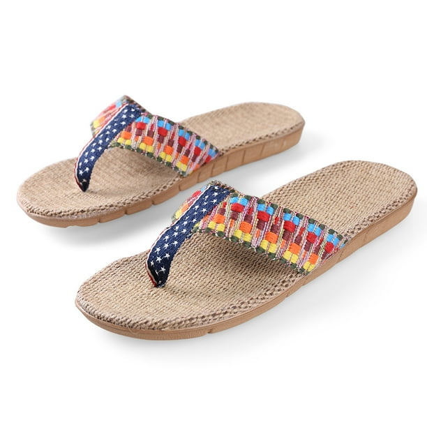Aerusi Women's Starry Outdoor Straw Thong Flip Flop Comfort Sandals