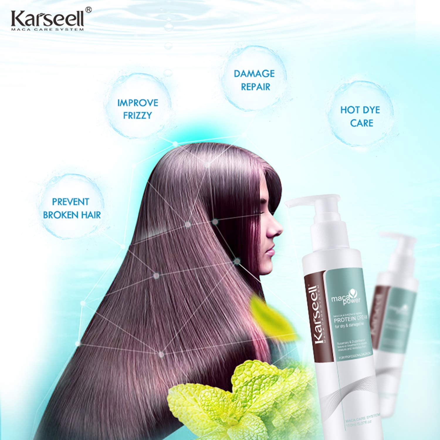 Karseell Repair Protein Cream Leave-In Conditioner Hair Treatment Herbal Extract Organic Protein Cream for Dry Damaged Hair 200ml/6.78oz