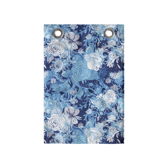 Flower Hanging Pocket Organizer, Continuous Pattern of Blue Color Palette Roses, Printed Polyester Storage Bag with Pockets, 14" x 20", Sky Blue Blue