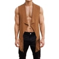 thumbnail image 2 of Western Cowboy Vest Men Cropped Suede Tassel Fringe Vest 70s Hippie Open Front Cardigan Jacket Outerwear, 2 of 8