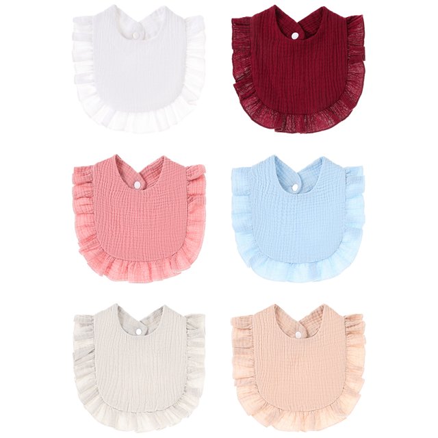 Baberos tipo bandana de muselina para bebés, baberos ajustables para niños y niñas, blanco + caqui + gris + azul claro + polvo de goma + rojo vino
