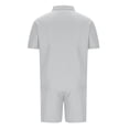 thumbnail image 5 of YHAJDS Men's Shirt and Shorts Set Solid Relaxed Pocket Drawstring Shorts Zip Polo Short Sleeve, 5 of 5
