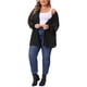 thumbnail image 2 of Cárdigan ligero de talla grande para mujer GRACE & GRANDEUR, tejido de ganchillo, con dise?o de encaje, de manga larga, casual, abierto por delante, 4X negro, 2 of 5