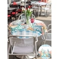 thumbnail image 4 of Watercolor Marine Life Outdoor Tablecloth - 54 Inch Round Dining Table Cover, Ocean Corals Shells Starfish Blue Plaid Waterproof Outdoor Table Cloth with Umbrella Hole & Zipper for Picnic/Patio/Party, 4 of 7