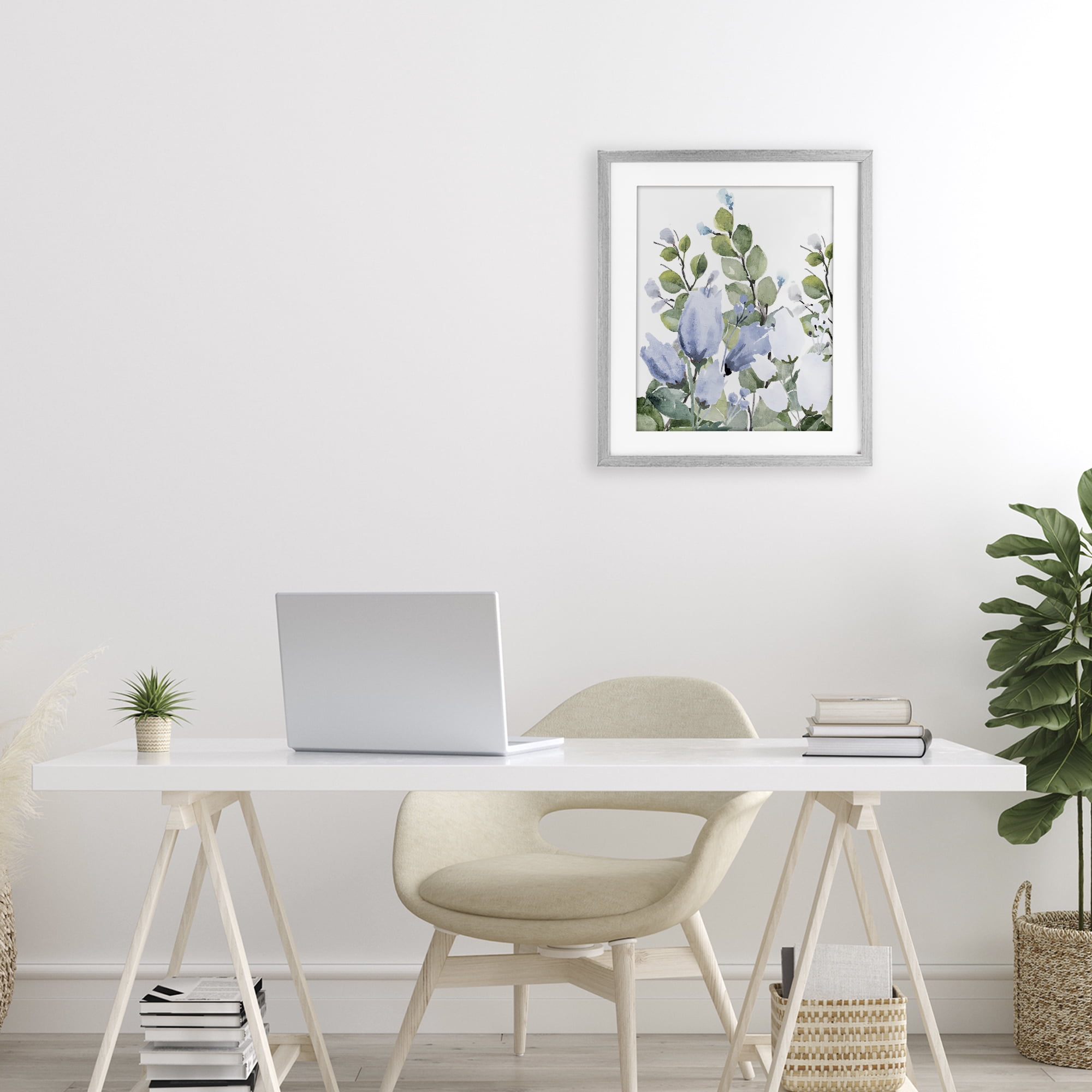 Stupell Industries Blue Spring Botanicals Gray Framed Print Under Glass, design by Kim Allen