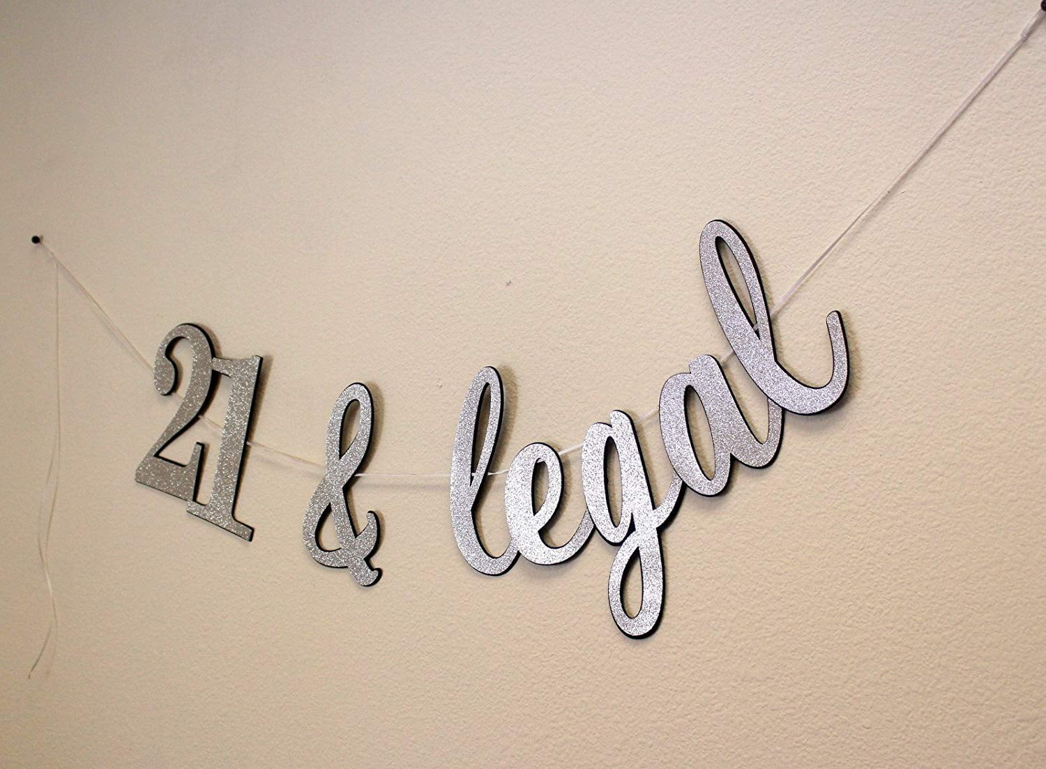 All About Details 21 & Legal Cursive Banner (Black & Silver) - Walmart.com