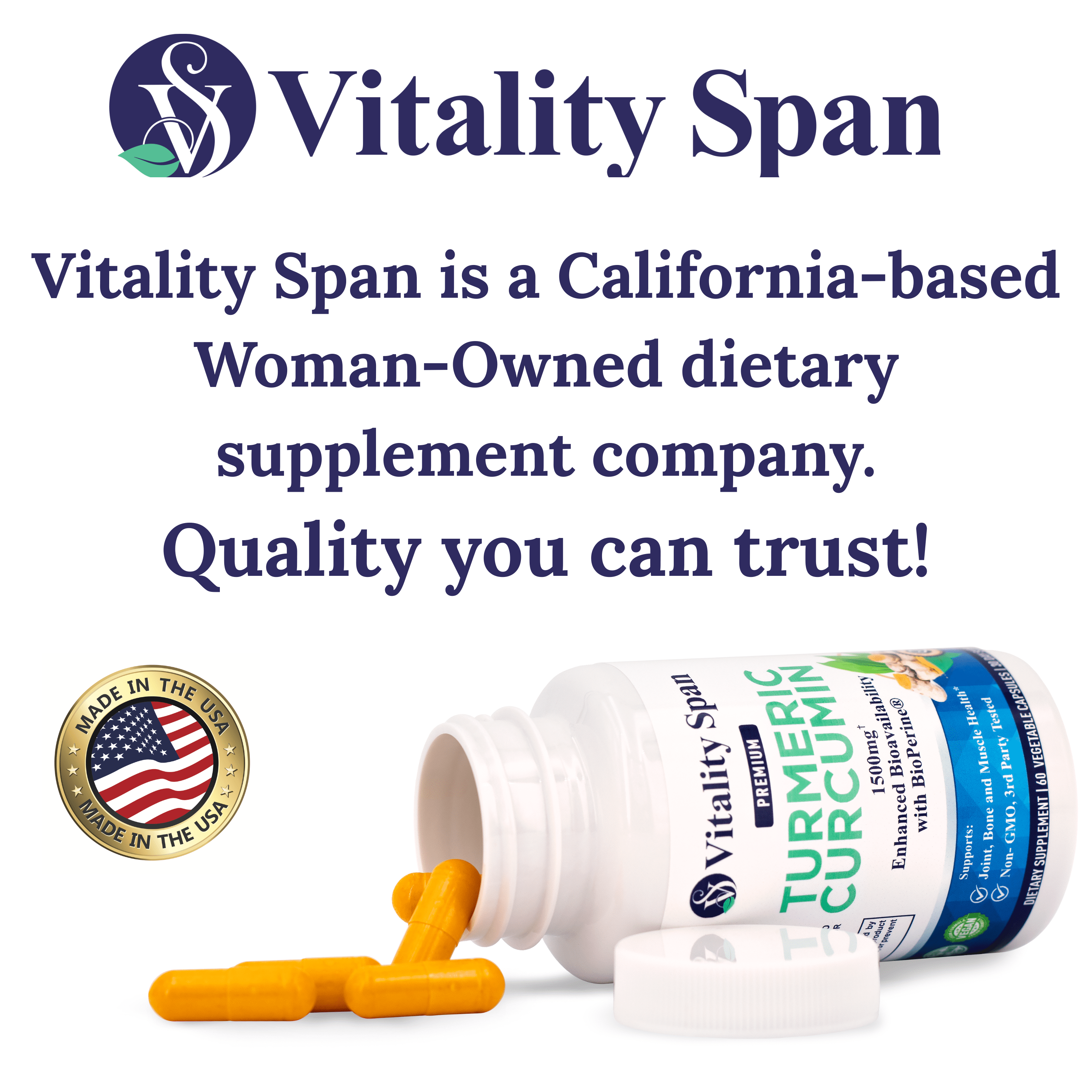 Turmeric Curcumin 1500 mg with BioPerine®, 95% Curcuminoids, High Absorption, Non-GMO, Made in USA