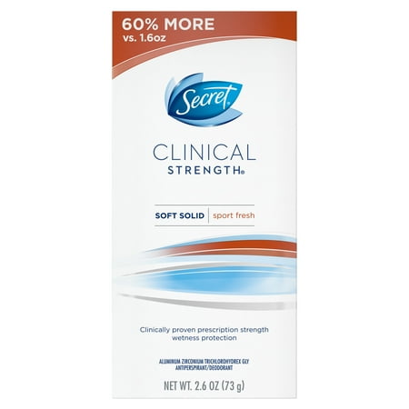 Solid Antiperspirant - Secret Clinical Strength Antiperspirant and Deodorant Soft Solid, Sport Fresh, 2.6 Oz.
