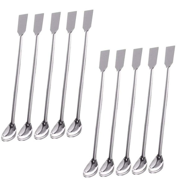 10 pack Stainless Steel Medicine Spoon Dual-Headed Micro Measuring Spoon Sample Scoop for Laboratory(7.7 inch/19.55 cm)