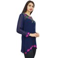 thumbnail image 5 of Phagun Women's Elegant Short Tunic Navy Blue Kurti Chic Casual Georgette Top-14, 5 of 8