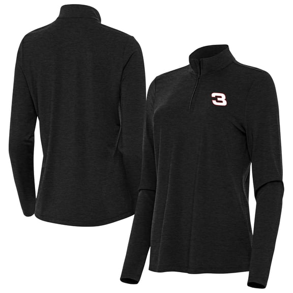 Women's-Antigua  Heather Black NASCAR Bright Quarter-Zip Top