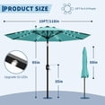 thumbnail image 2 of Garvee 10ft Solar LED Patio Umbrella,32 Lights,8 Sturdy Ribs,Crank Lift & Push Button Tilt,Lake Blue, 2 of 7