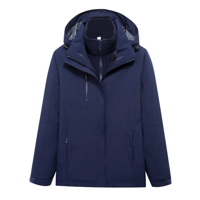 EQWLJWE Women'S Ski Jacket 3 In 1 Waterproof Winter Jacket Detachable Cap Snow Jacket Windproof Hooded With Inner Warm Thickened Insulation Mountaineering Suit Raincoat for Women Plus Size Clearance
