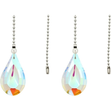 

2Pcs Crystal Glass Ceiling Fan Pull Chain Extender Vintage Decorative Lighting Fan Pendant with Connector for Home Decor Wedding Ornament Type I One Size