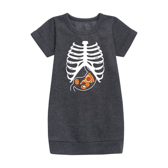 Instant Message - Pizza Nuggets Skeleton - Toddler & Youth Girls Fleece Dress