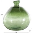 thumbnail image 4 of DecMode 12" Handmade Wide Spanish Bottle Neck Ombre Green Recycled Glass Vase, 4 of 14