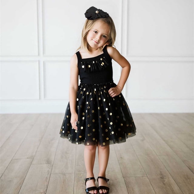 WEAIXIMIUNG Robes Filles 3_4ans Tout-Petits Filles Sans Manches Costume de Fête des Fêtes Robe en Maille Fête Dansante Robes de Princesse 80
