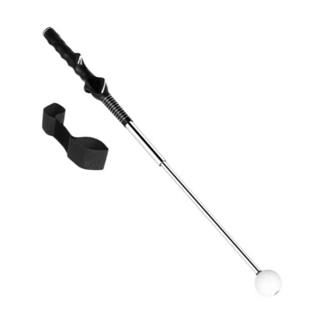 Entrenador de Swing de Golf, palo de calentamiento, ayuda de entrenamiento antideslizante portátil retráctil con banda para para adultos y