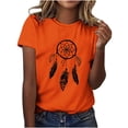 thumbnail image 1 of Dadaria Tee-Shirt pour Femmes Orange Manches Courtes Col Rond Tops Été Attrape-Rêves Chandail Blouses TG, 1 of 6