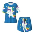 thumbnail image 4 of Picia Cool Unicorn Star Golden Pajamas Sets for Women Soft Short-Sleeved Pjs with Lounge Shorts Two Piece Sleepwear-Large, 4 of 9