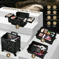 thumbnail image 3 of 4 in 1 Professional Makeup Train Case Extra Large Trolley Rolling Makeup Case Travel Nail Organizer Salon Barber Storage, Alpine Black, 3 of 8