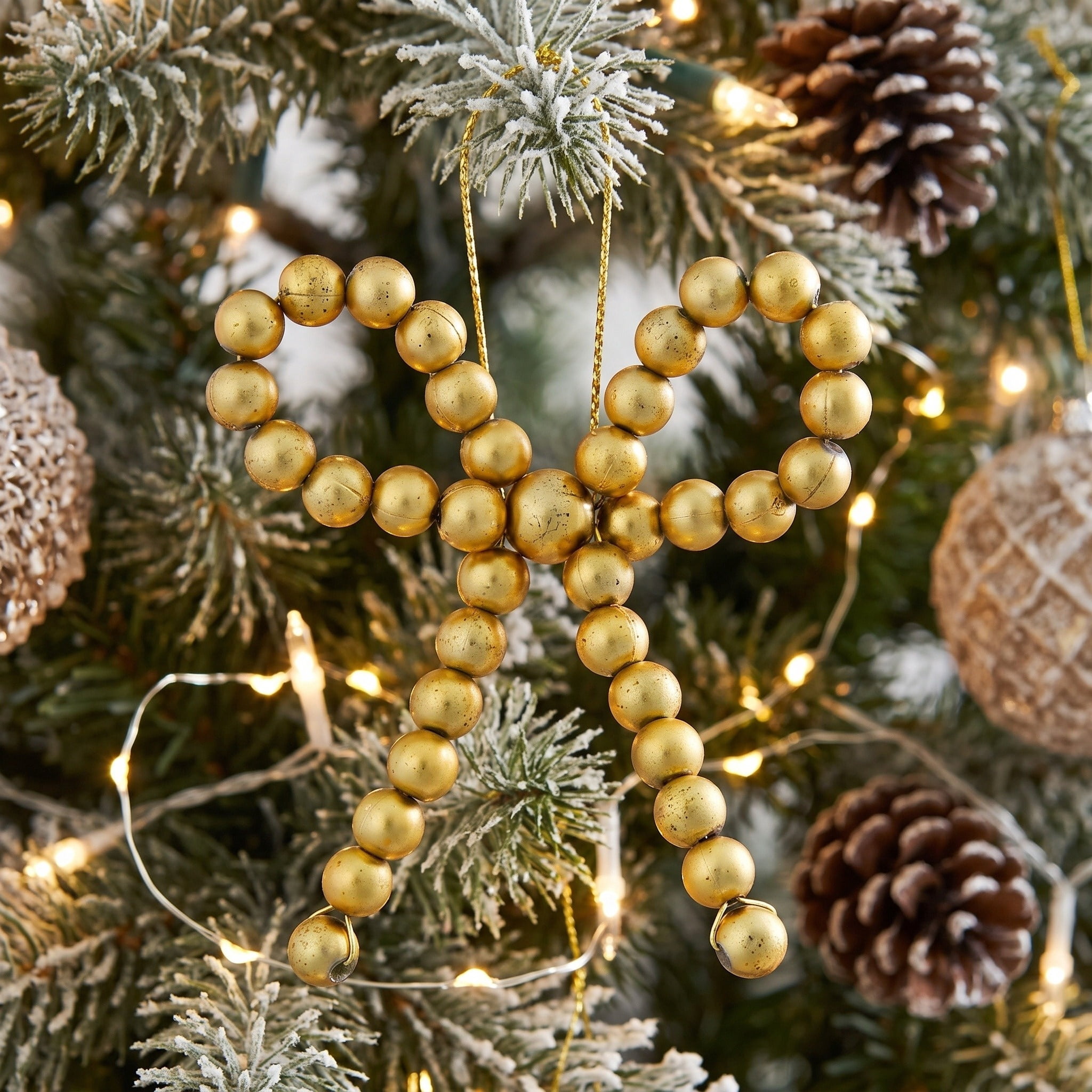 4-Count Gold Beaded Bow Mini Christmas Ornaments, 2.3", by Holiday Time