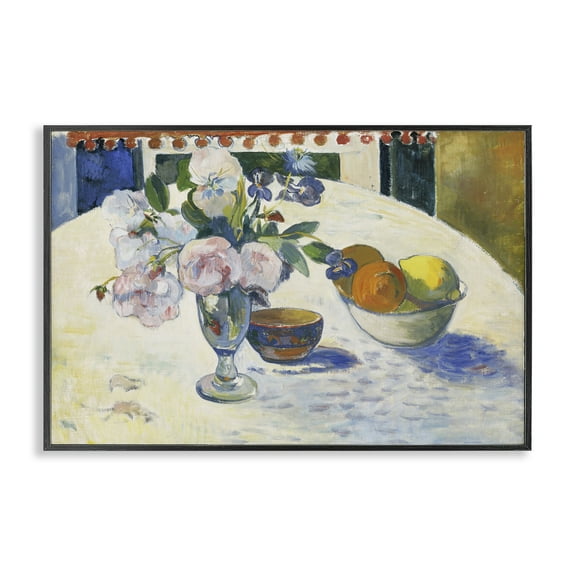 Stupell Industries Classic Gauguin Flowers & Fruit Bowl Food & Beverage Painting Black Framed Art Print Wall Art, 18 x 12