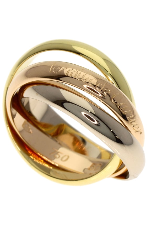 Pre-Owned Cartier Trinity #50 Ring, 18K Yellow Gold/18KPG/18KWG, Women's