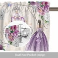 thumbnail image 6 of Happy Birthday Valance Curtain for Windows Watercolor Purple Floral Butterfly Carriage Linen Texture Rod Pocket Curtain Valances Short Window Treatments for Kitchen Bathroom Laundry 56 x 16 Inch, 6 of 9