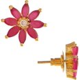 thumbnail image 3 of GOLD PLATED CZ & PINK FLOWER STUD EARRING, 3 of 5