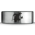 thumbnail image 2 of Tungsten Ninja Star Throwing Martial Arts Band Ring 8mm Men Women Comfort Fit Brushed Gray Flat Cut Black Polished, 2 of 4