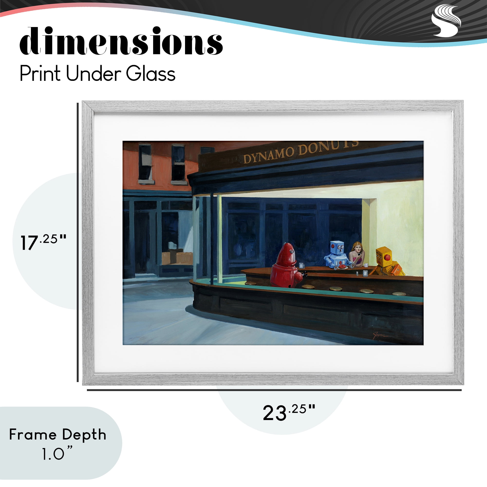 Stupell Industries Robots in Donut Shop Gray Framed Print Under Glass, design by Eric Joyner