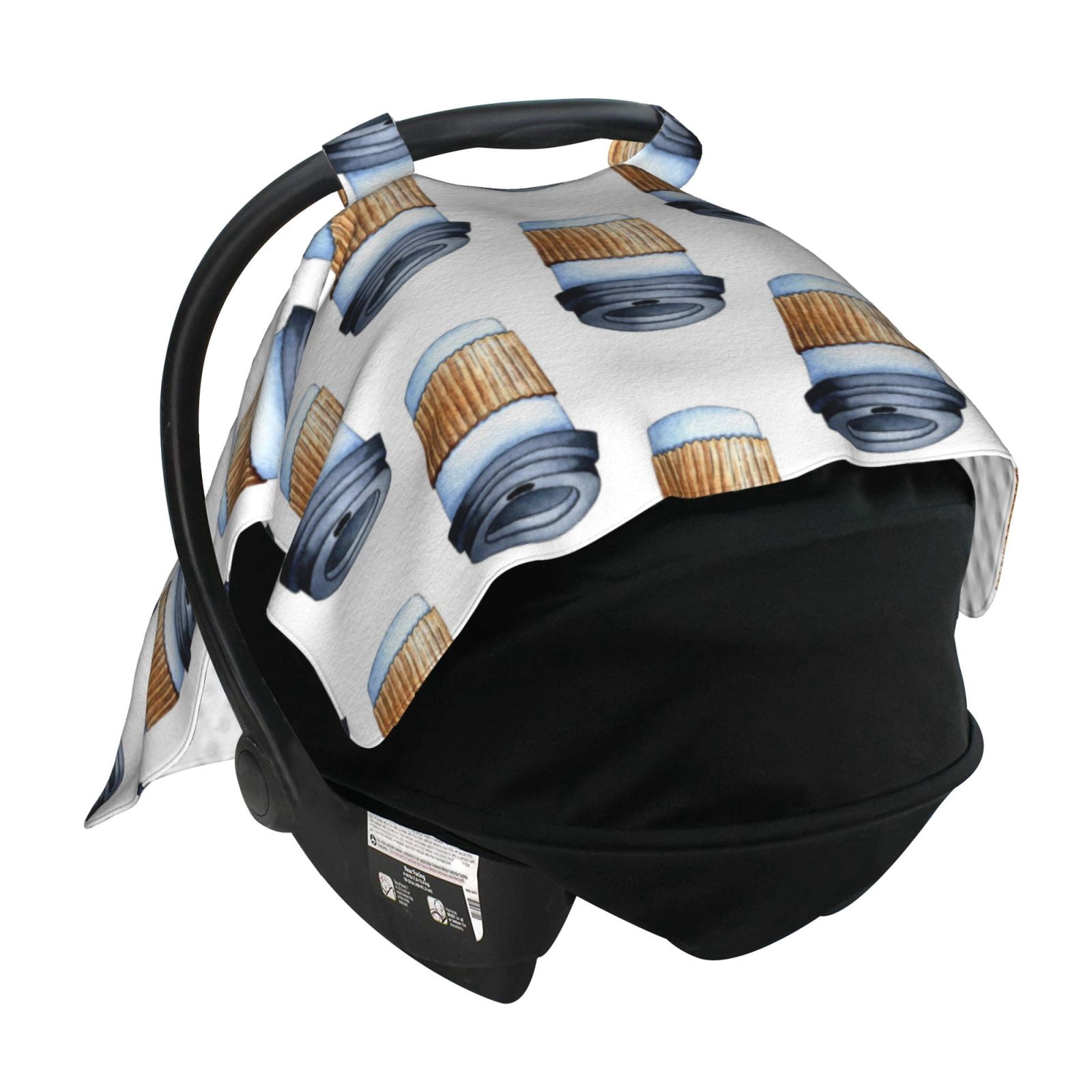 Car Seat Cover Baby - Coffee To Go Pattern Breathable Infant Car Seat Cover for Baby Carseat, Lightweight Comfort Baby Essentials Must Haves Newborn Stuff for Girl Boy