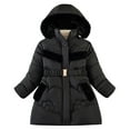 thumbnail image 2 of lkfuzj Girls Puffer Jacket Winter Velvet Padded Solid Color Cotton-Padded Jacket Hooded Detachable Hat Long Cotton-Padded Jacket Winter Cotton-Padded Coat (5-12 Years) - Black, 2 of 3