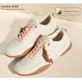 thumbnail image 5 of LUCKY STEP Retro Fashion Sneakers with Gum Sole Comfort Low Top Casual Shoes,Beige,Womens, 5 of 10